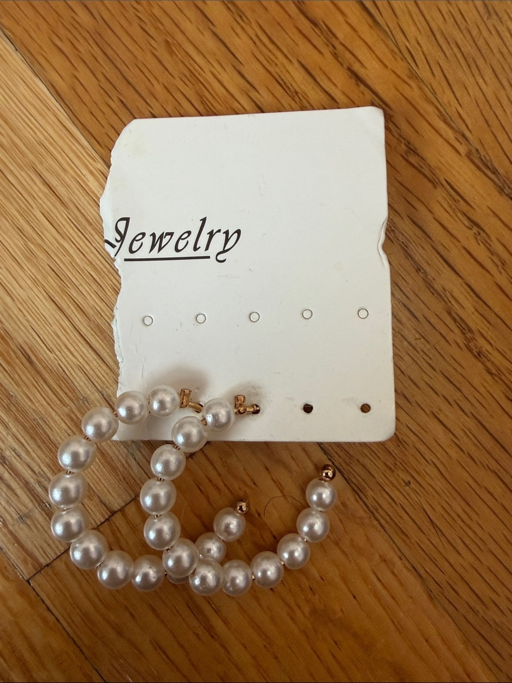 NWT White Pearl Hoop Earrings